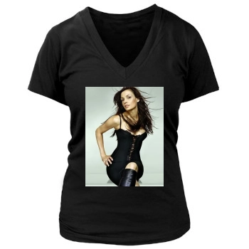 Famke Janssen Women's Deep V-Neck TShirt