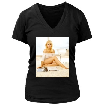 Elisha Cuthbert Women's Deep V-Neck TShirt