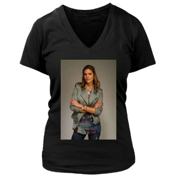 Tricia Helfer Women's Deep V-Neck TShirt