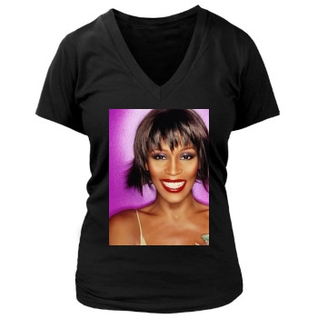 Whitney Houston Women's Deep V-Neck TShirt