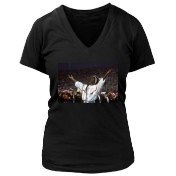 Whitney Houston Women's Deep V-Neck TShirt