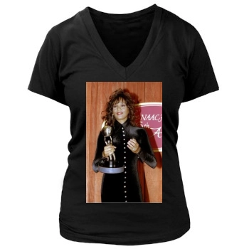 Whitney Houston Women's Deep V-Neck TShirt