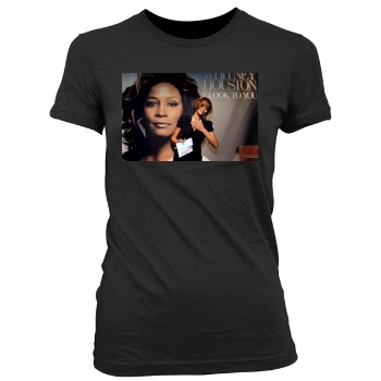 Whitney Houston Women's Junior Cut Crewneck T-Shirt