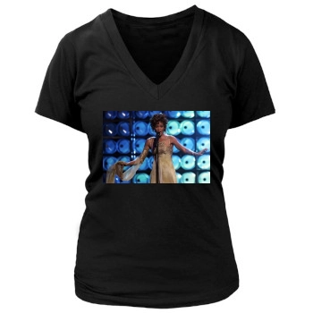 Whitney Houston Women's Deep V-Neck TShirt