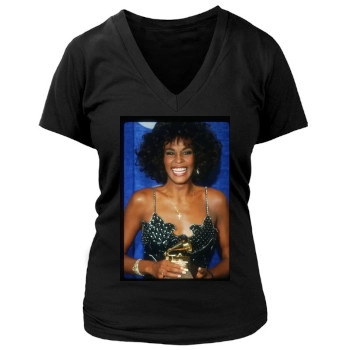 Whitney Houston Women's Deep V-Neck TShirt