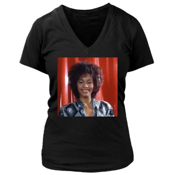 Whitney Houston Women's Deep V-Neck TShirt