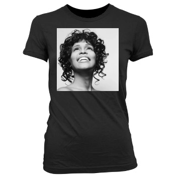 Whitney Houston Women's Junior Cut Crewneck T-Shirt