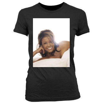 Whitney Houston Women's Junior Cut Crewneck T-Shirt