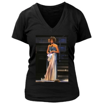 Whitney Houston Women's Deep V-Neck TShirt