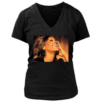 Whitney Houston Women's Deep V-Neck TShirt