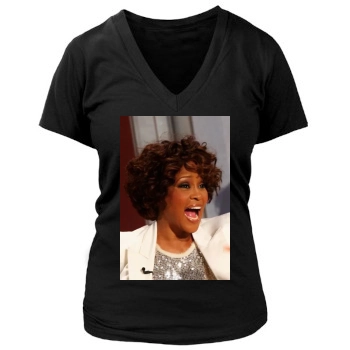 Whitney Houston Women's Deep V-Neck TShirt