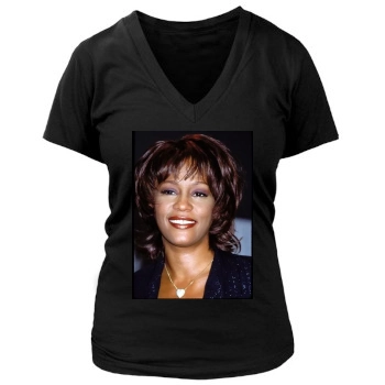 Whitney Houston Women's Deep V-Neck TShirt