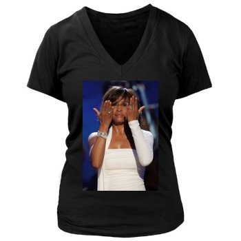 Whitney Houston Women's Deep V-Neck TShirt