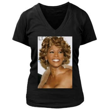 Whitney Houston Women's Deep V-Neck TShirt