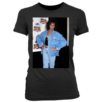 Whitney Houston Women's Junior Cut Crewneck T-Shirt