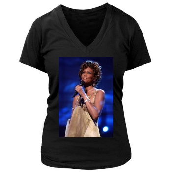 Whitney Houston Women's Deep V-Neck TShirt