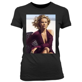 Charlize Theron Women's Junior Cut Crewneck T-Shirt