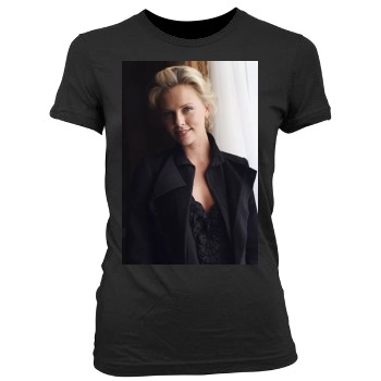 Charlize Theron Women's Junior Cut Crewneck T-Shirt