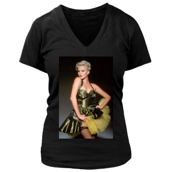 Charlize Theron Women's Deep V-Neck TShirt