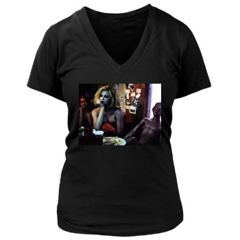 Charlize Theron Women's Deep V-Neck TShirt