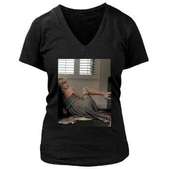 Charlize Theron Women's Deep V-Neck TShirt