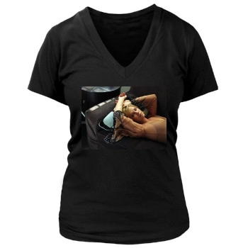 Charlize Theron Women's Deep V-Neck TShirt