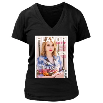 Emma Roberts Women's Deep V-Neck TShirt