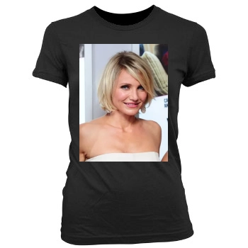 Cameron Diaz Women's Junior Cut Crewneck T-Shirt