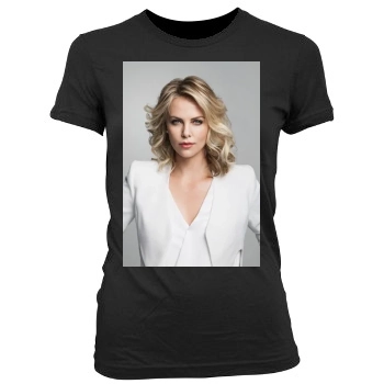 Charlize Theron Women's Junior Cut Crewneck T-Shirt