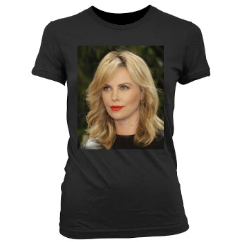 Charlize Theron Women's Junior Cut Crewneck T-Shirt