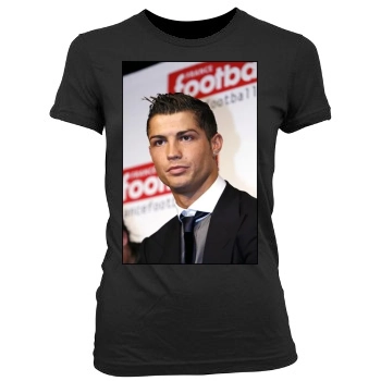 Cristiano Ronaldo Women's Junior Cut Crewneck T-Shirt