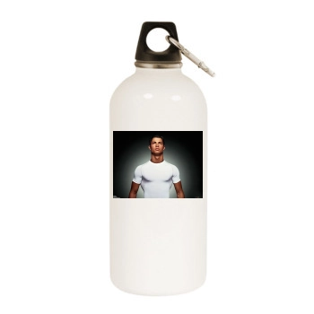 Cristiano Ronaldo White Water Bottle With Carabiner