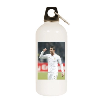 Cristiano Ronaldo White Water Bottle With Carabiner