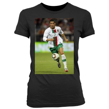 Cristiano Ronaldo Women's Junior Cut Crewneck T-Shirt