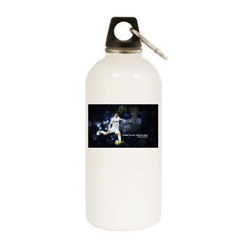 Cristiano Ronaldo White Water Bottle With Carabiner