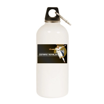 Cristiano Ronaldo White Water Bottle With Carabiner