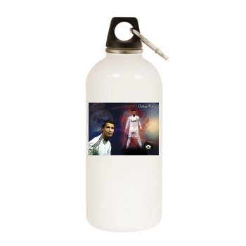 Cristiano Ronaldo White Water Bottle With Carabiner