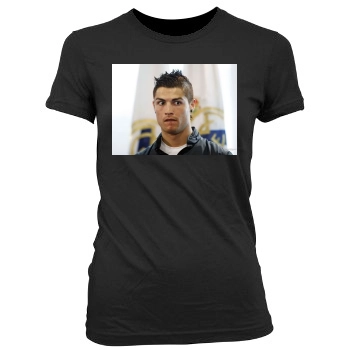 Cristiano Ronaldo Women's Junior Cut Crewneck T-Shirt