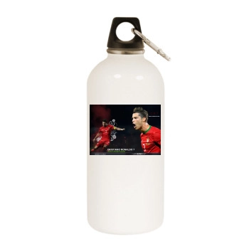 Cristiano Ronaldo White Water Bottle With Carabiner