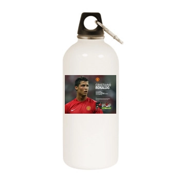 Cristiano Ronaldo White Water Bottle With Carabiner