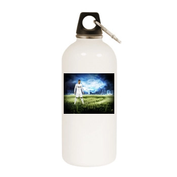 Cristiano Ronaldo White Water Bottle With Carabiner