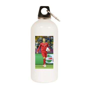 Cristiano Ronaldo White Water Bottle With Carabiner