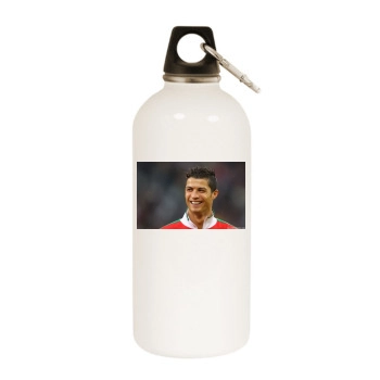 Cristiano Ronaldo White Water Bottle With Carabiner