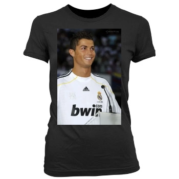 Cristiano Ronaldo Women's Junior Cut Crewneck T-Shirt