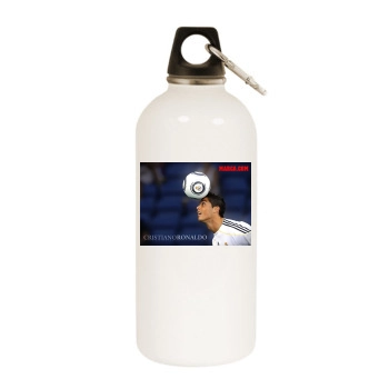 Cristiano Ronaldo White Water Bottle With Carabiner