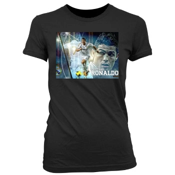 Cristiano Ronaldo Women's Junior Cut Crewneck T-Shirt