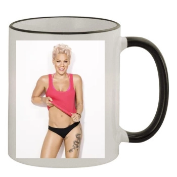 Pink 11oz Colored Rim & Handle Mug