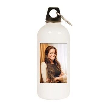 Angelina Jolie White Water Bottle With Carabiner