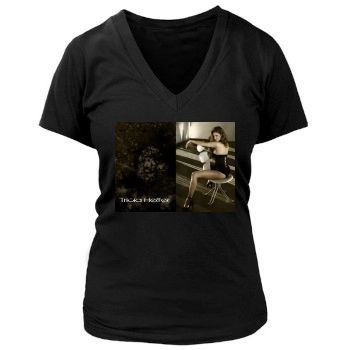 Tricia Helfer Women's Deep V-Neck TShirt