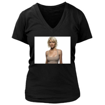 Tricia Helfer Women's Deep V-Neck TShirt